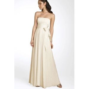 BCBG MaxAzria Off White Silk Strapless Gown